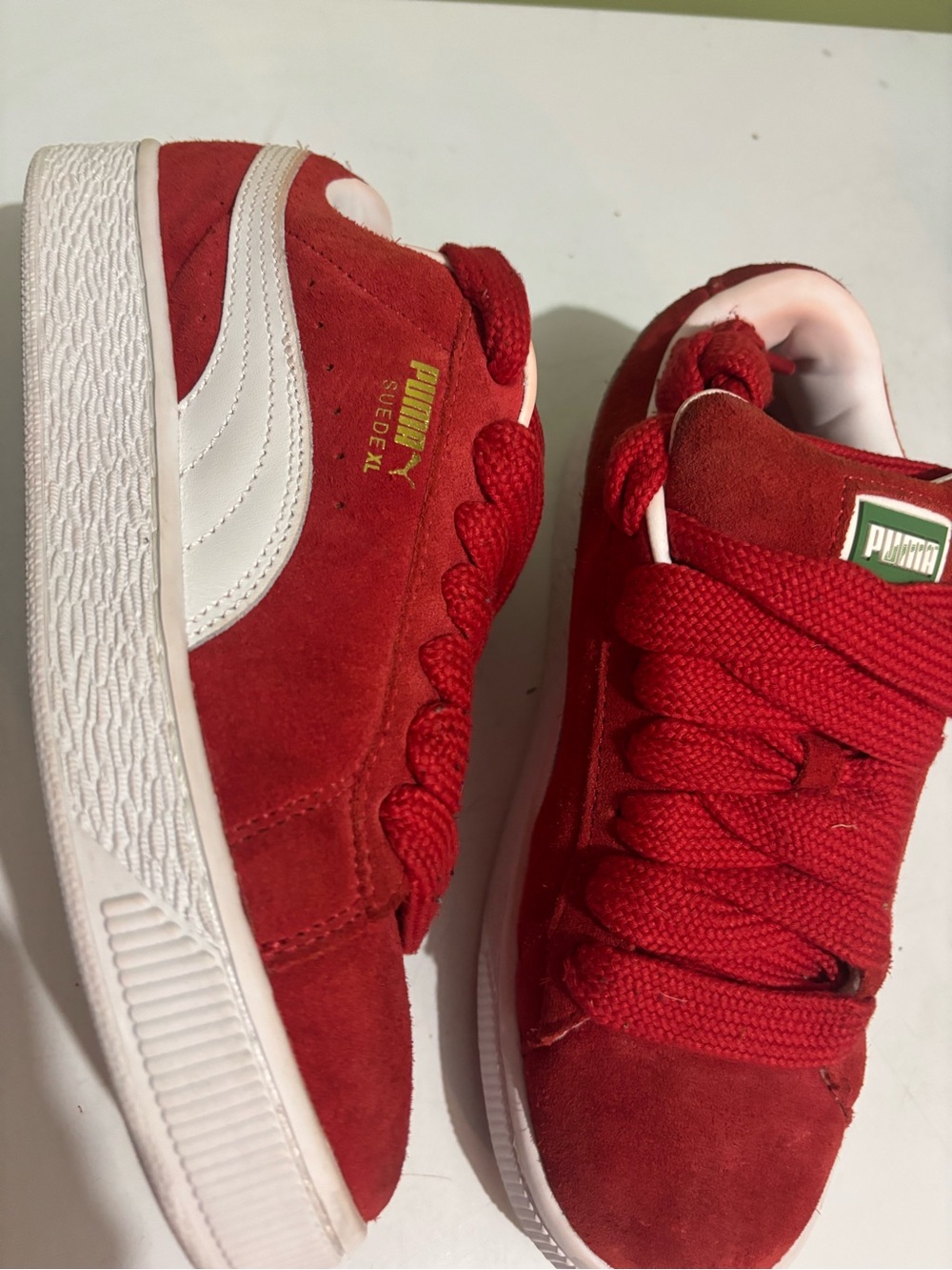 Puma Kids' Red Suede Low-Top Sneakers - Picture 2 of 6
